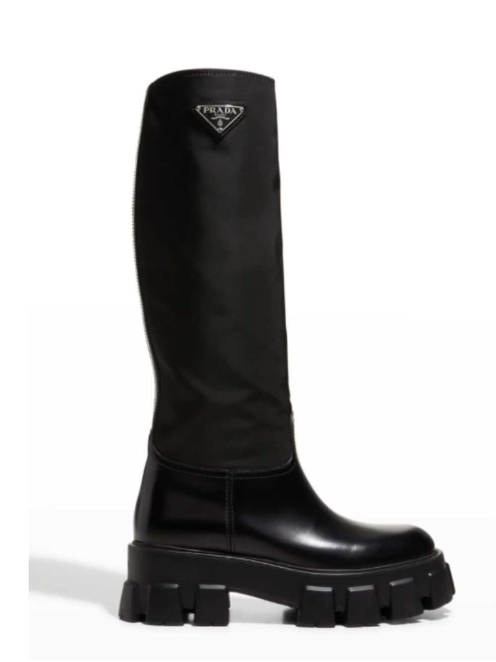 Prada Monolith Nylon Tall Riding Boots, Brand New w/ Box, Size 39